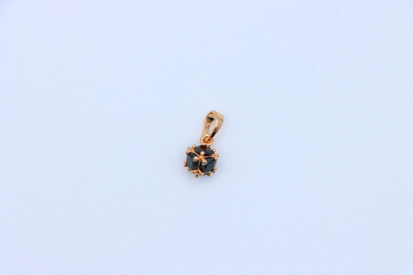 Black Stone Mini Ball Pendant in Rose Gold for Everyday Elegance, XPPT1293 (2129-9)