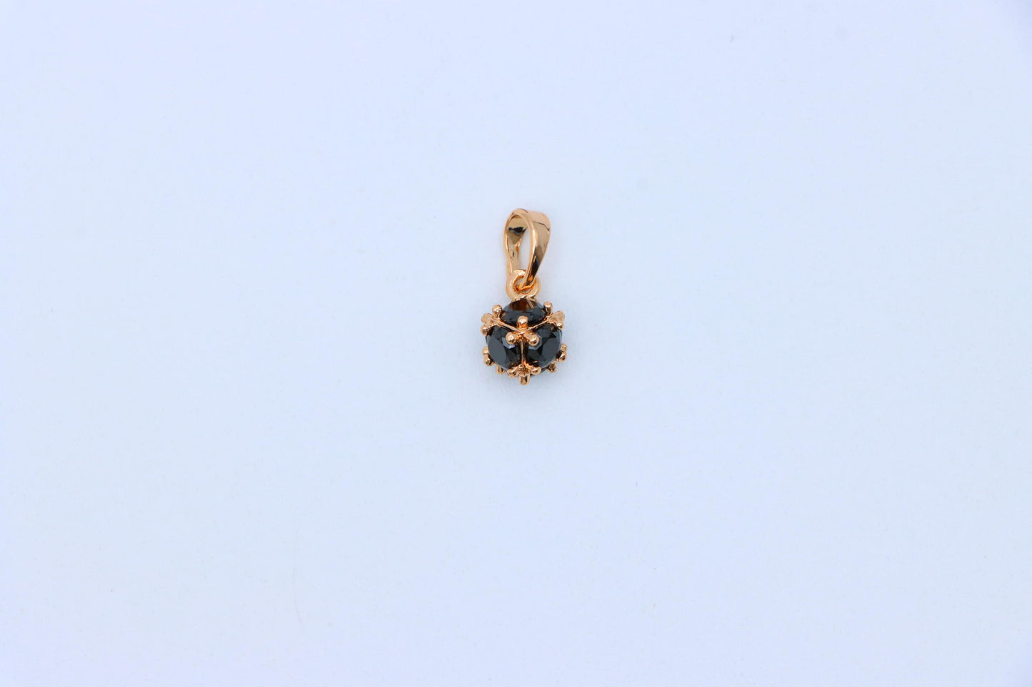 Black Stone Mini Ball Pendant in Rose Gold for Everyday Elegance, XPPT1293 (2129-9)