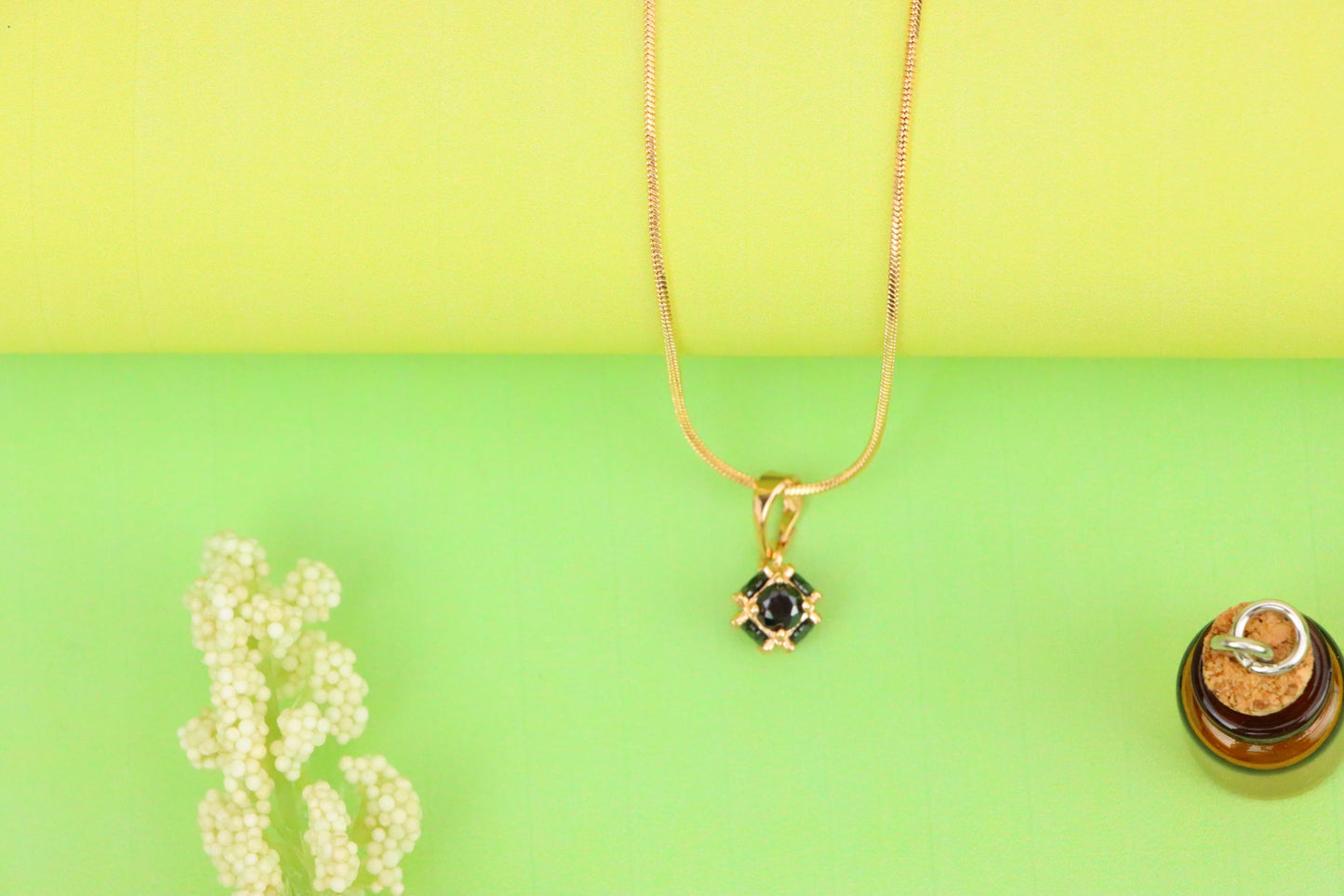Black Stone Mini Ball Pendant in Rose Gold for Everyday Elegance, XPPT1293 (2129-9)