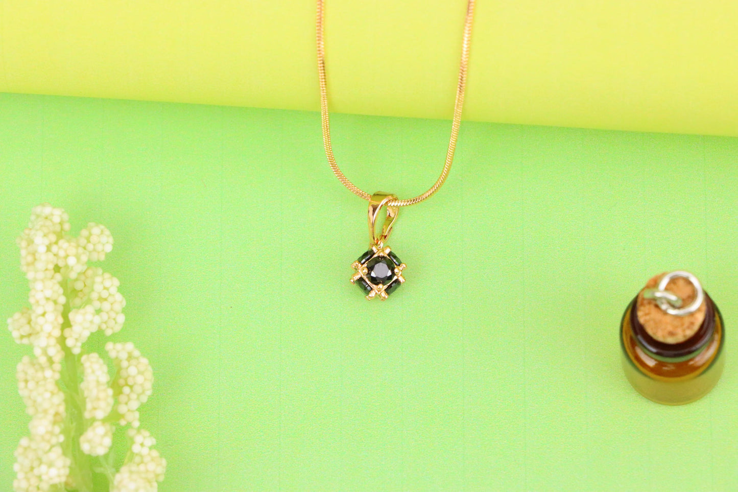 Black Stone Mini Ball Pendant in Rose Gold for Everyday Elegance, XPPT1293 (2129-9)