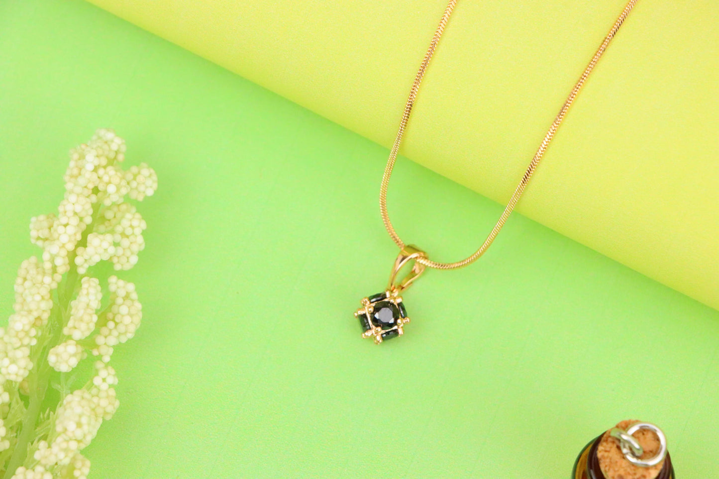 Black Stone Mini Ball Pendant in Rose Gold for Everyday Elegance, XPPT1293 (2129-9)