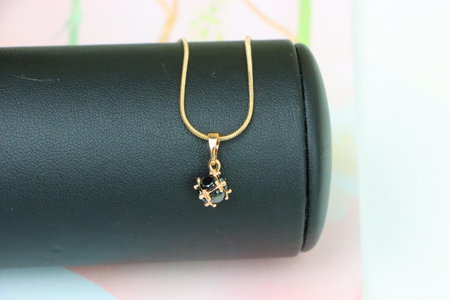 Black Stone Mini Ball Pendant in Rose Gold for Everyday Elegance, XPPT1293 (2129-9)