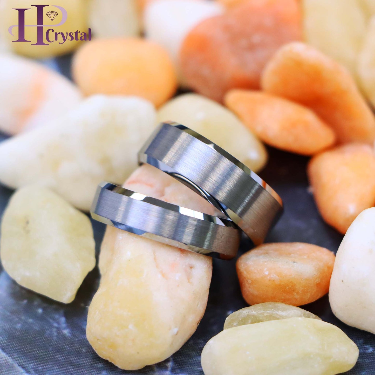 Brushed Center High Polish Beveled Edge Tungsten Ring (MARET038)