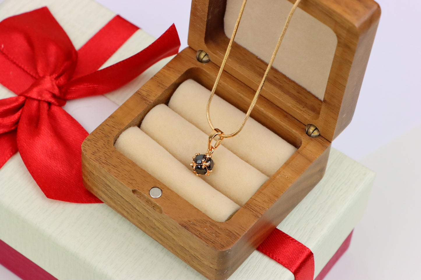 Black Stone Mini Ball Pendant in Rose Gold for Everyday Elegance, XPPT1293 (2129-9)