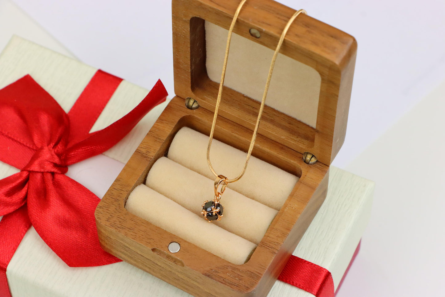 Black Stone Mini Ball Pendant in Rose Gold for Everyday Elegance, XPPT1293 (2129-9)