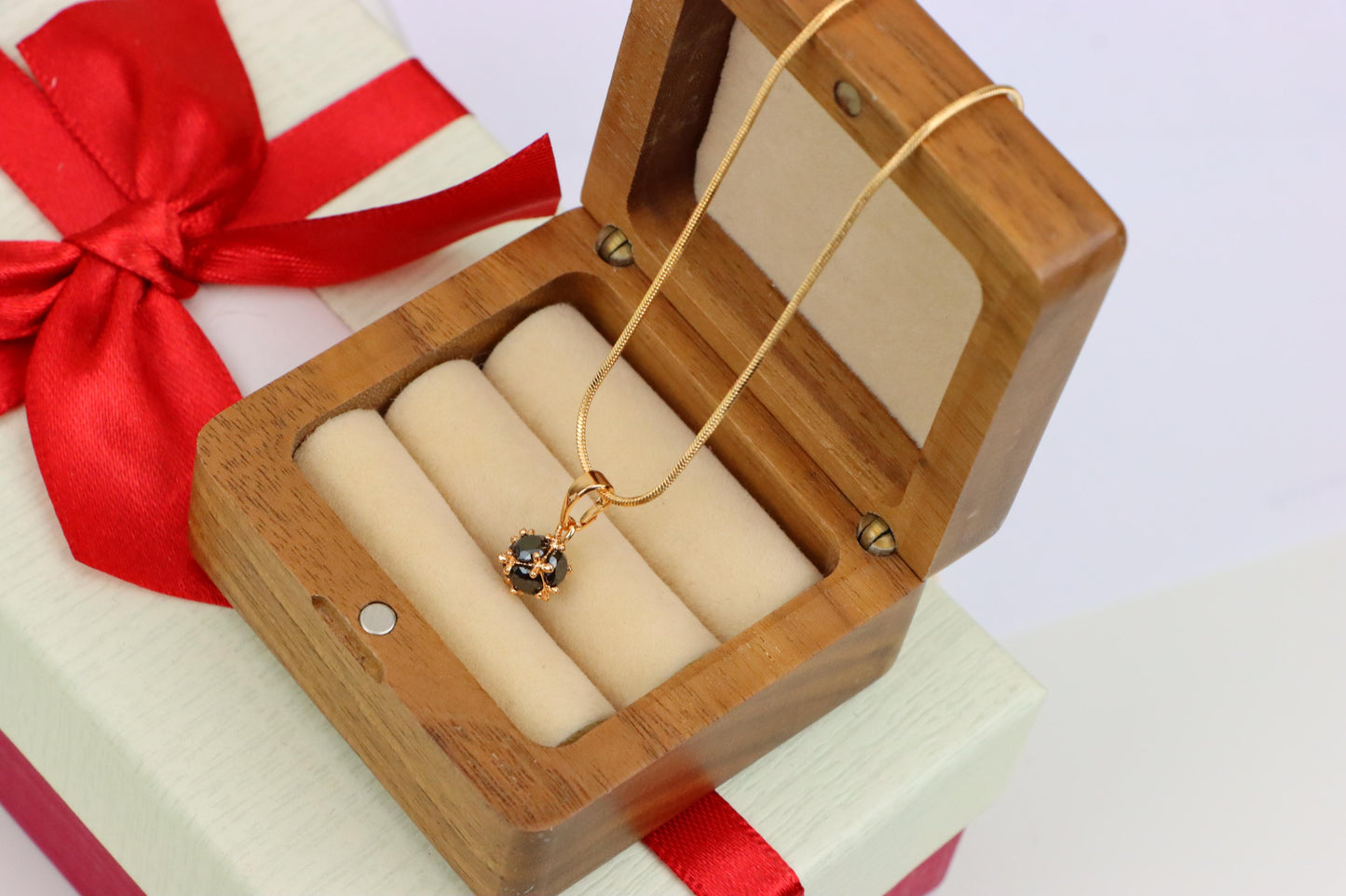 Black Stone Mini Ball Pendant in Rose Gold for Everyday Elegance, XPPT1293 (2129-9)