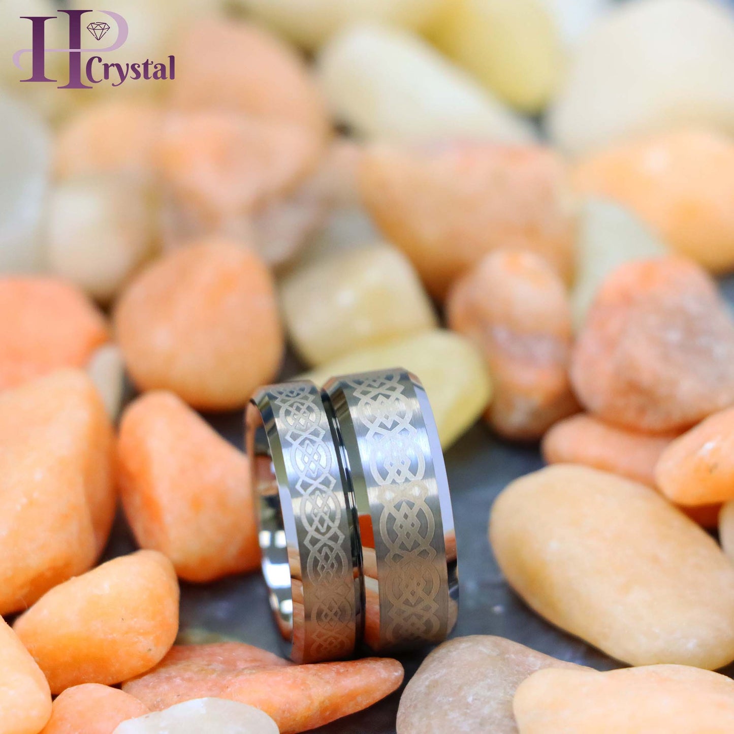 Laser Engraved Celtic Pattern Tungsten Ring