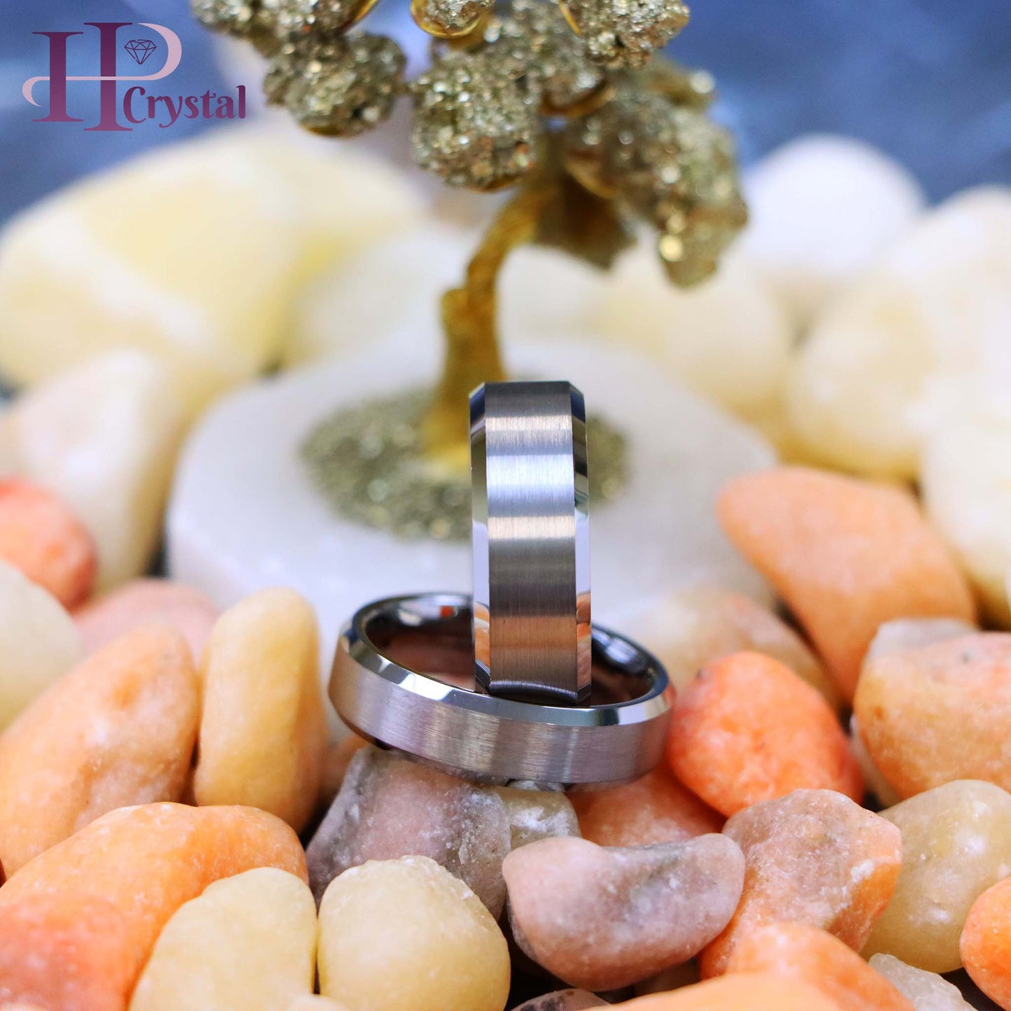 Brushed Center High Polish Beveled Edge Tungsten Ring (MARET038)