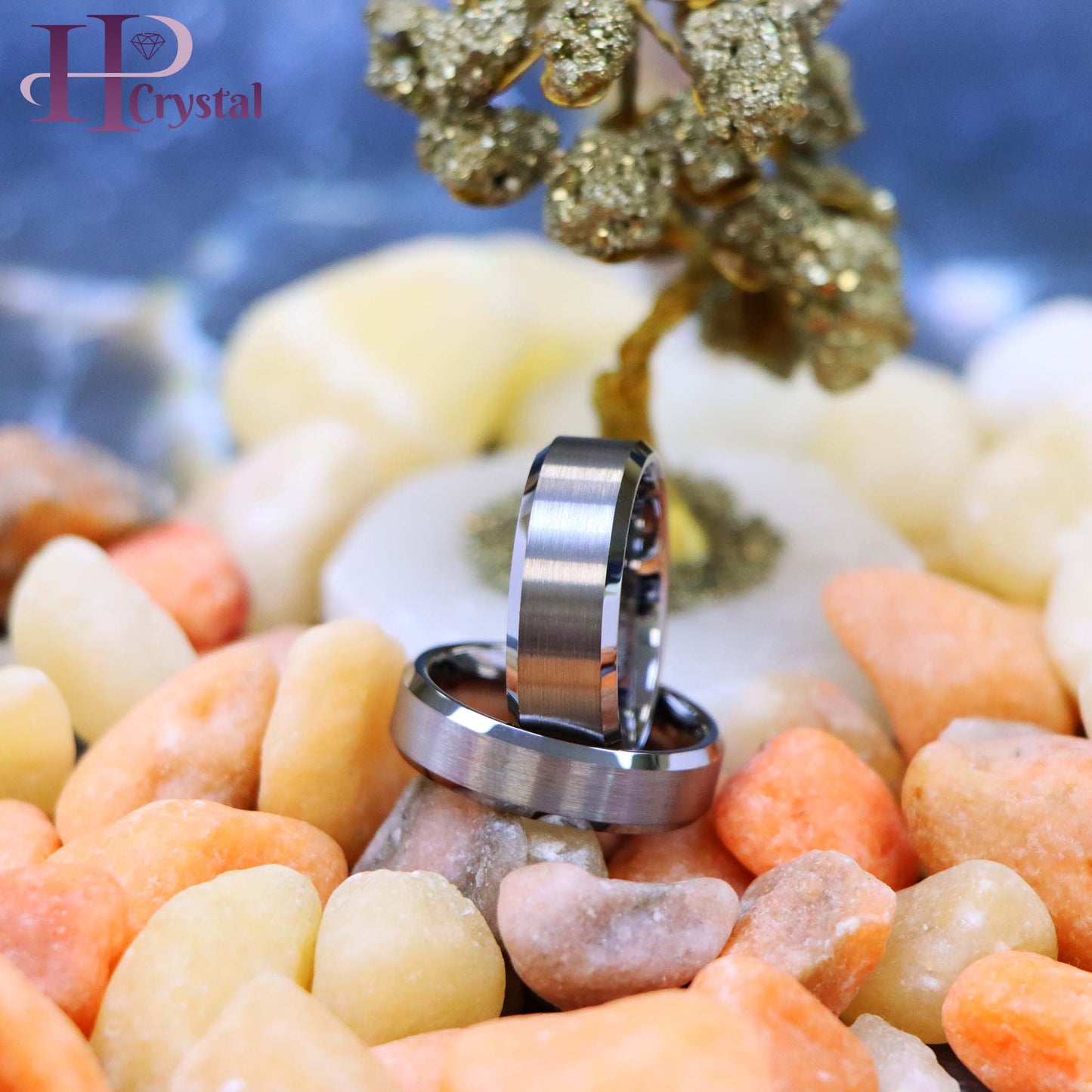 Brushed Center High Polish Beveled Edge Tungsten Ring (MARET038)