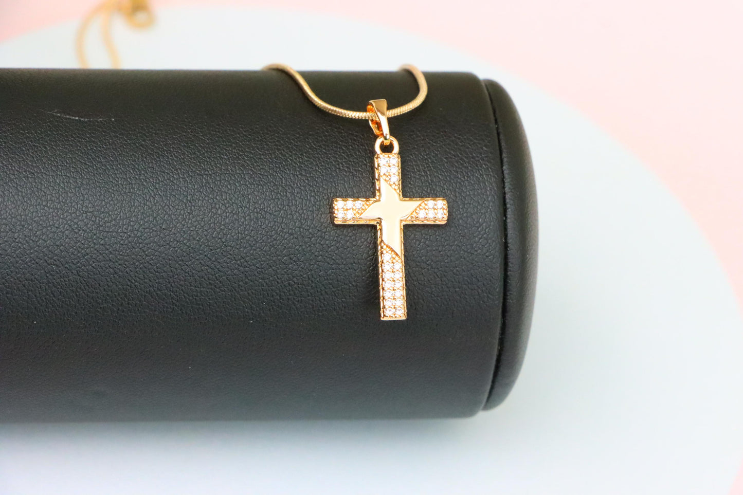 Rose Gold Cross Pendant with Star Design and Sparkling Accents, XPPT1748 (2151-10)
