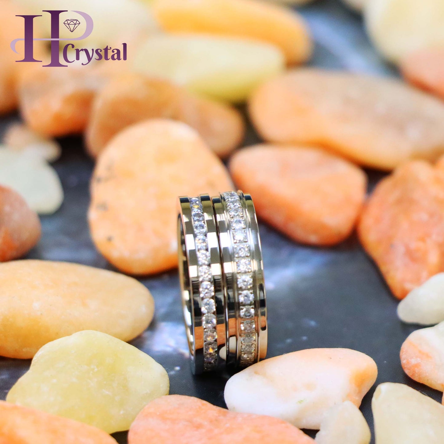 Titanium Full Eternity White CZ Ring – Durable, Hypoallergenic Engagement Band