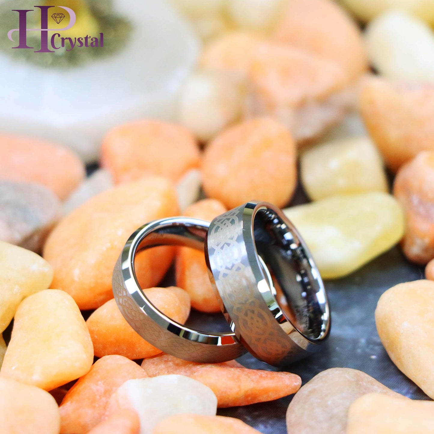 Laser Engraved Celtic Pattern Tungsten Ring