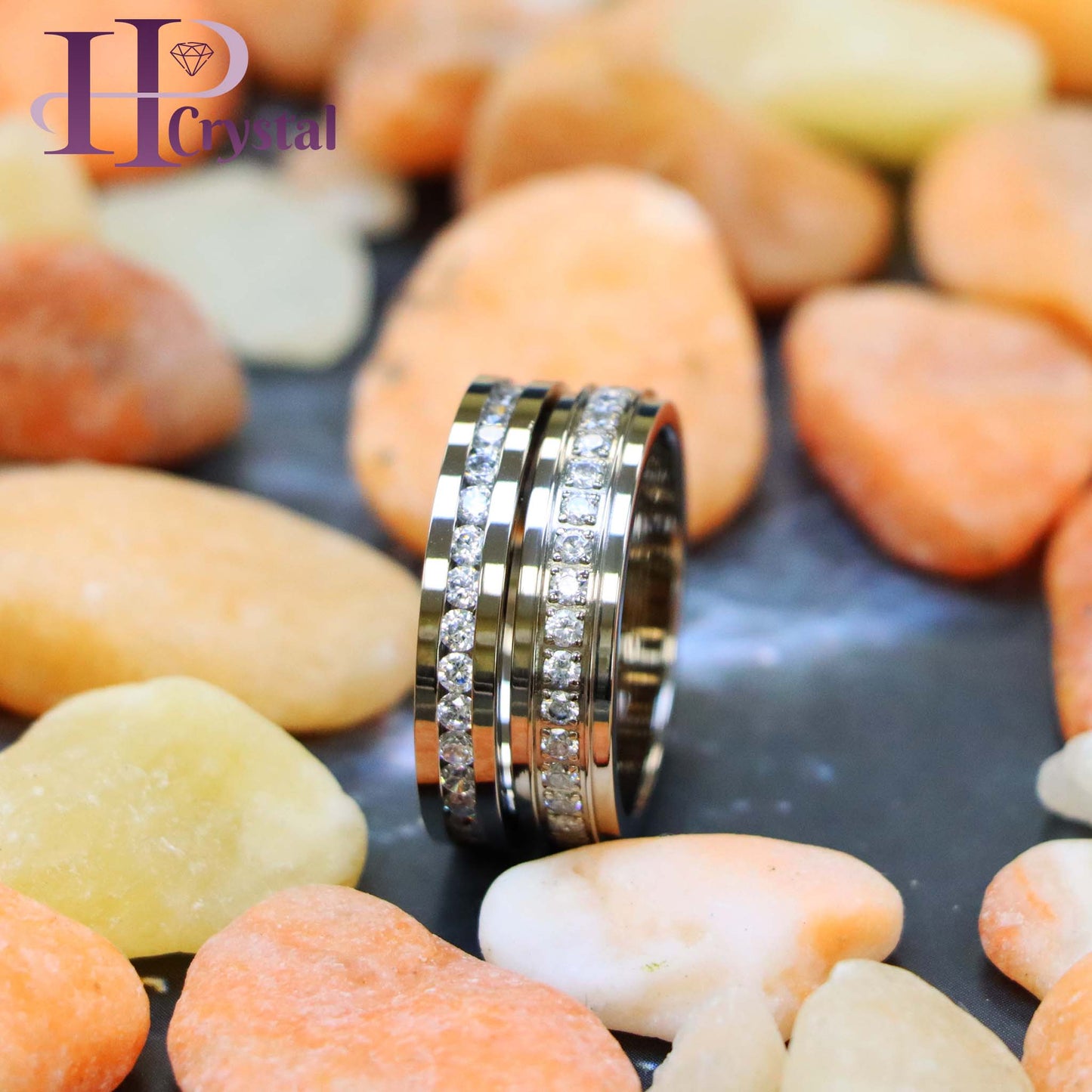 Titanium Full Eternity White CZ Ring – Durable, Hypoallergenic Engagement Band