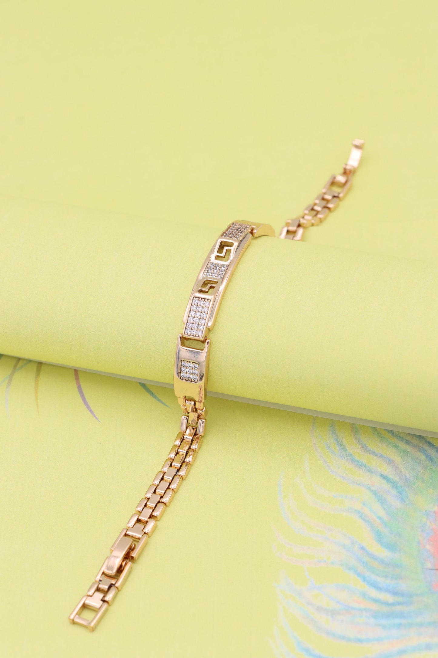 Elegant Rose Gold Bracelet with Geometric Crystal Accents, XPBL0970 (2097-9)