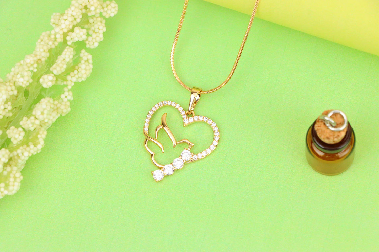 Heart Dove Rose Gold Pendant with Sparkling Stone Detailing, XPPT1295 (2130-1)