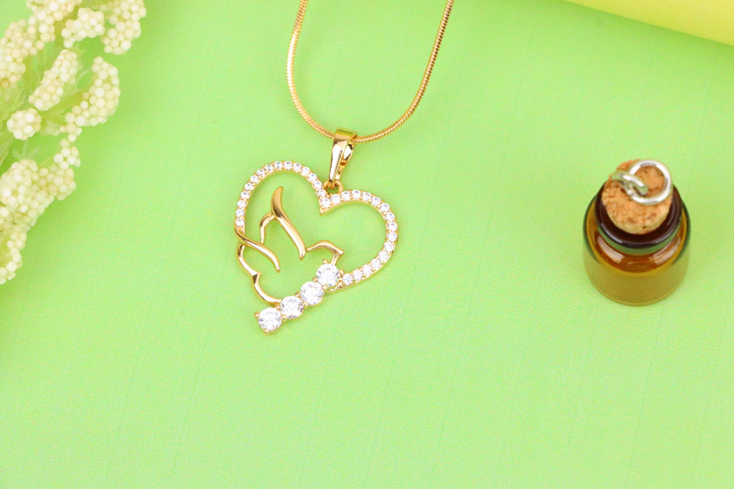 Heart Dove Rose Gold Pendant with Sparkling Stone Detailing, XPPT1295 (2130-1)