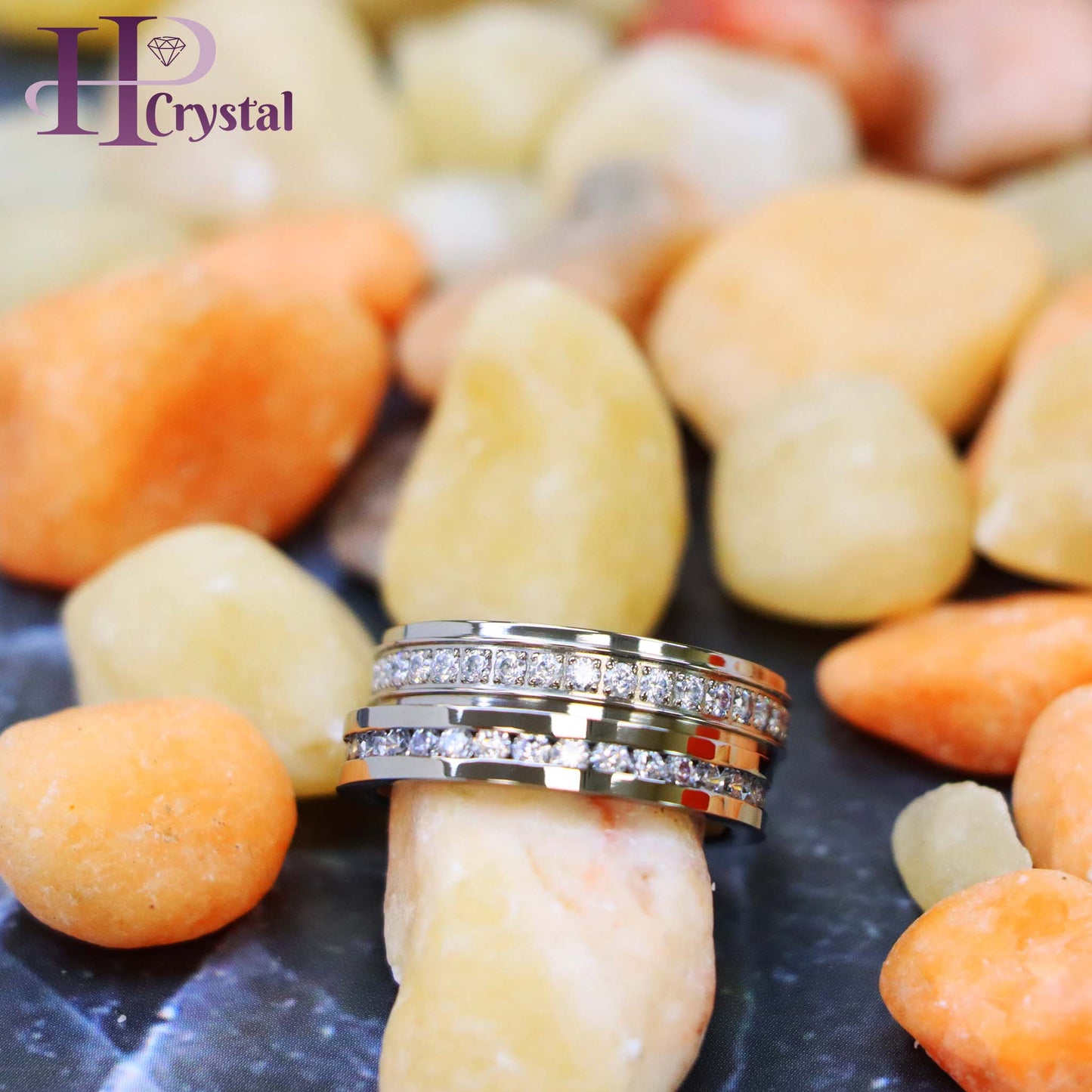 Titanium Full Eternity White CZ Ring – Durable, Hypoallergenic Engagement Band