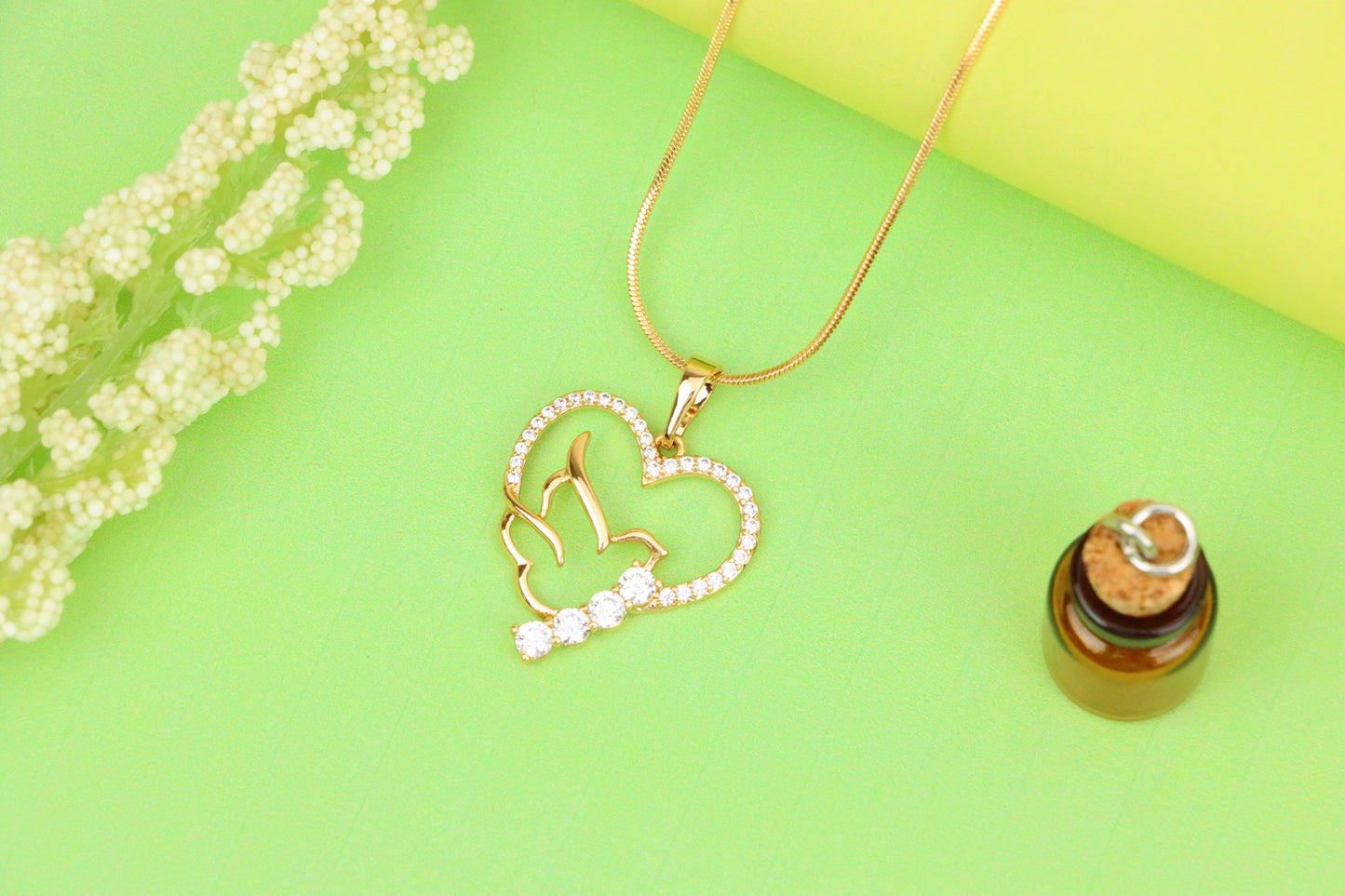 Heart Dove Rose Gold Pendant with Sparkling Stone Detailing, XPPT1295 (2130-1)