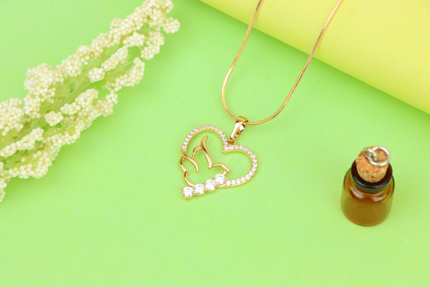 Heart Dove Rose Gold Pendant with Sparkling Stone Detailing, XPPT1295 (2130-1)
