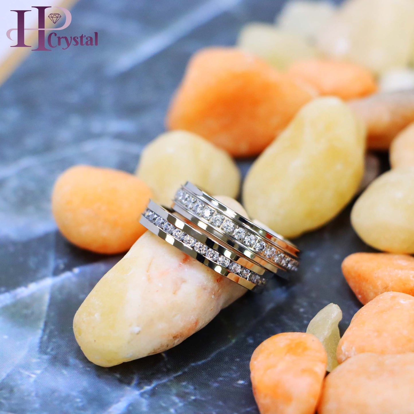 Titanium Full Eternity White CZ Ring – Durable, Hypoallergenic Engagement Band