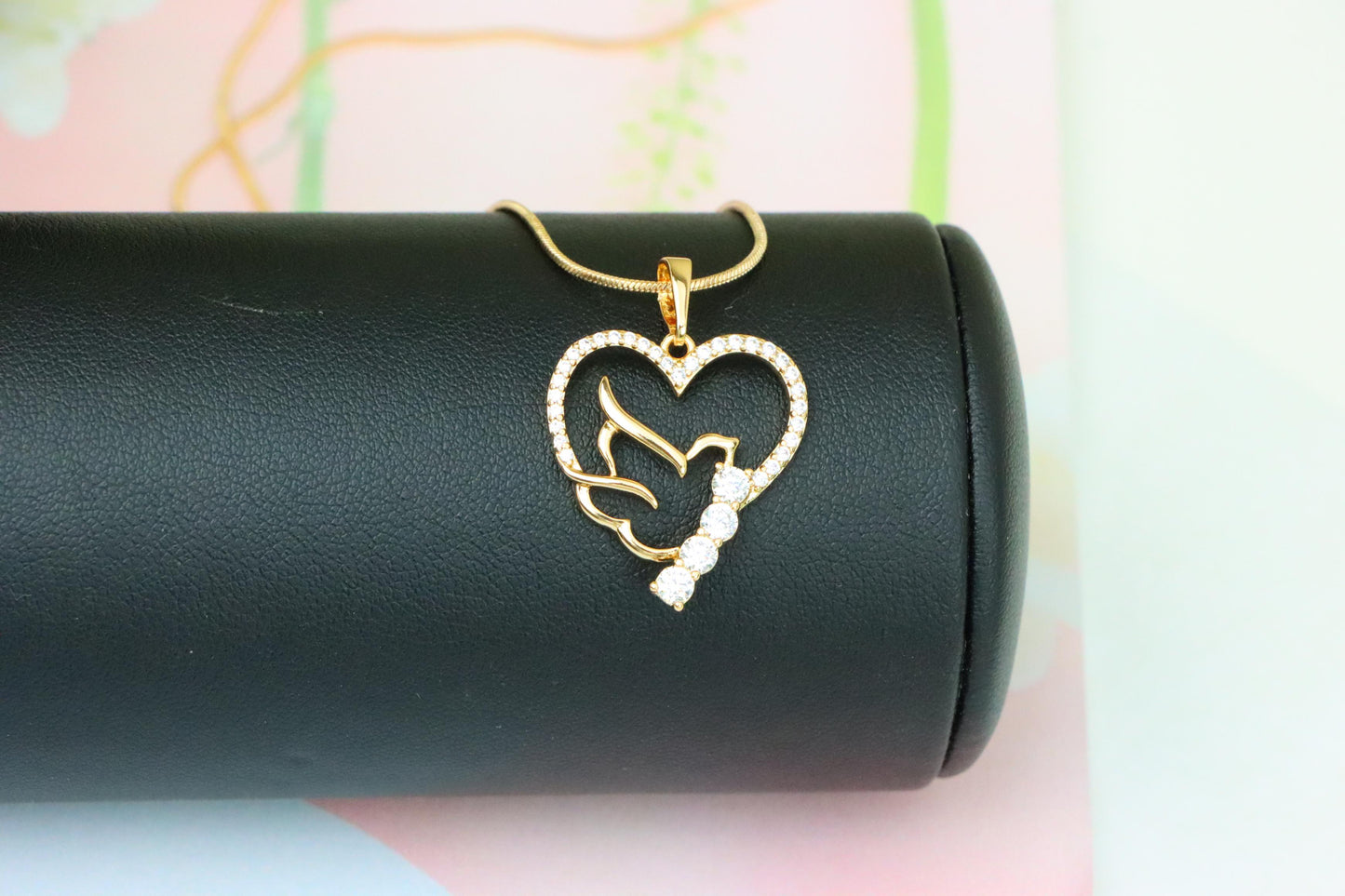 Heart Dove Rose Gold Pendant with Sparkling Stone Detailing, XPPT1295 (2130-1)