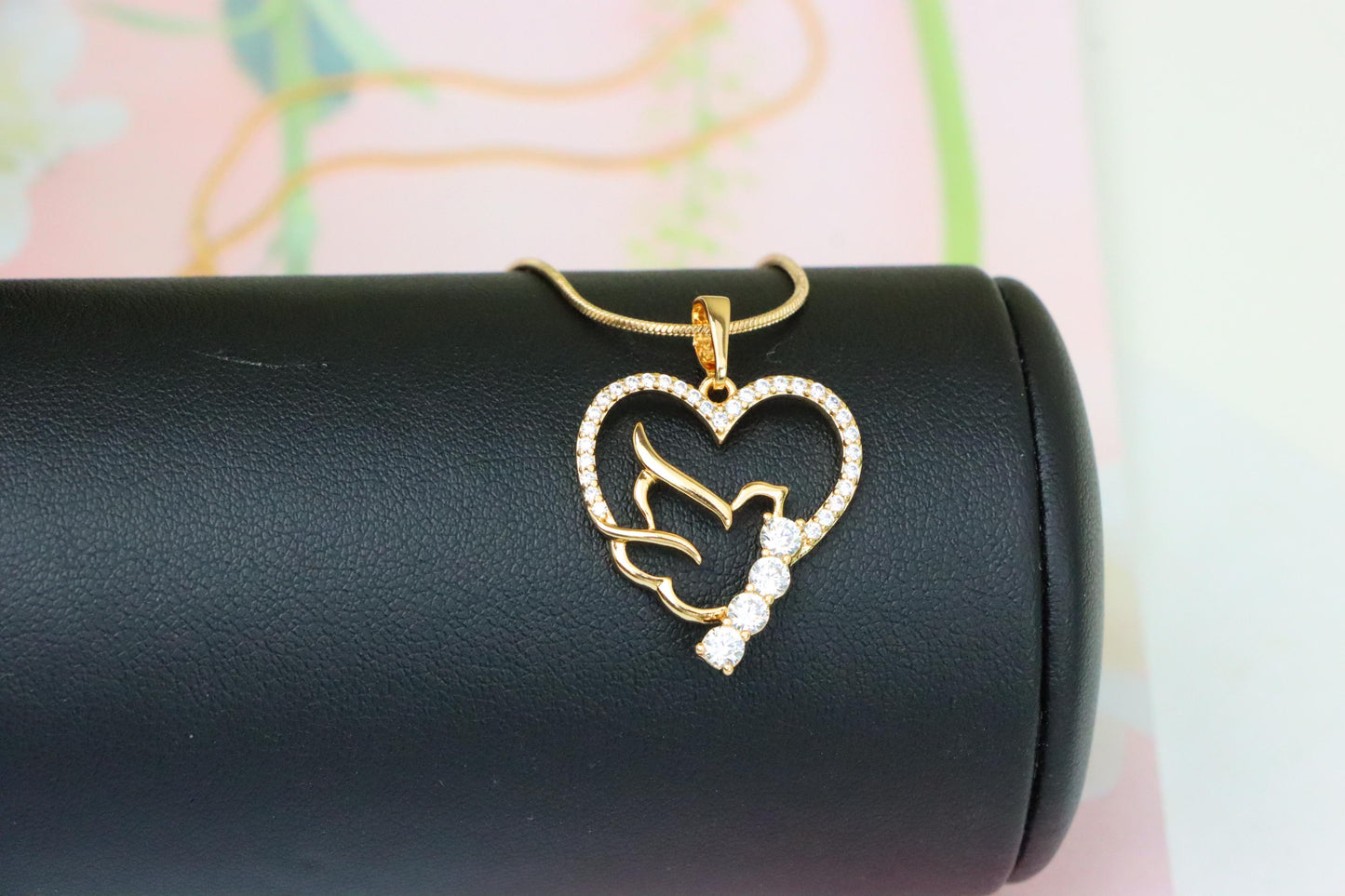 Heart Dove Rose Gold Pendant with Sparkling Stone Detailing, XPPT1295 (2130-1)