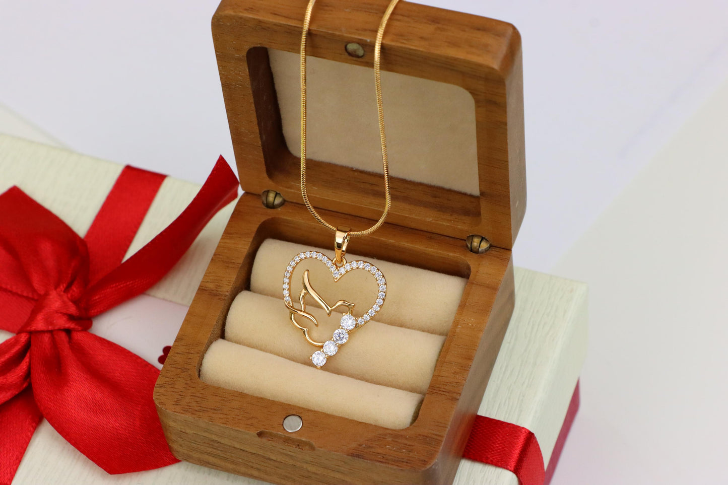 Heart Dove Rose Gold Pendant with Sparkling Stone Detailing, XPPT1295 (2130-1)