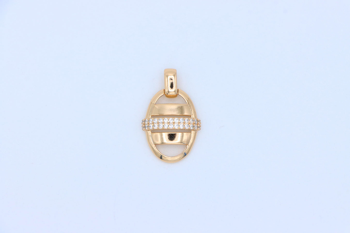 Rose Gold Oval Pendant with Crystal Accent Stripe – Elegant Design, XPPT1296 (2130-2)
