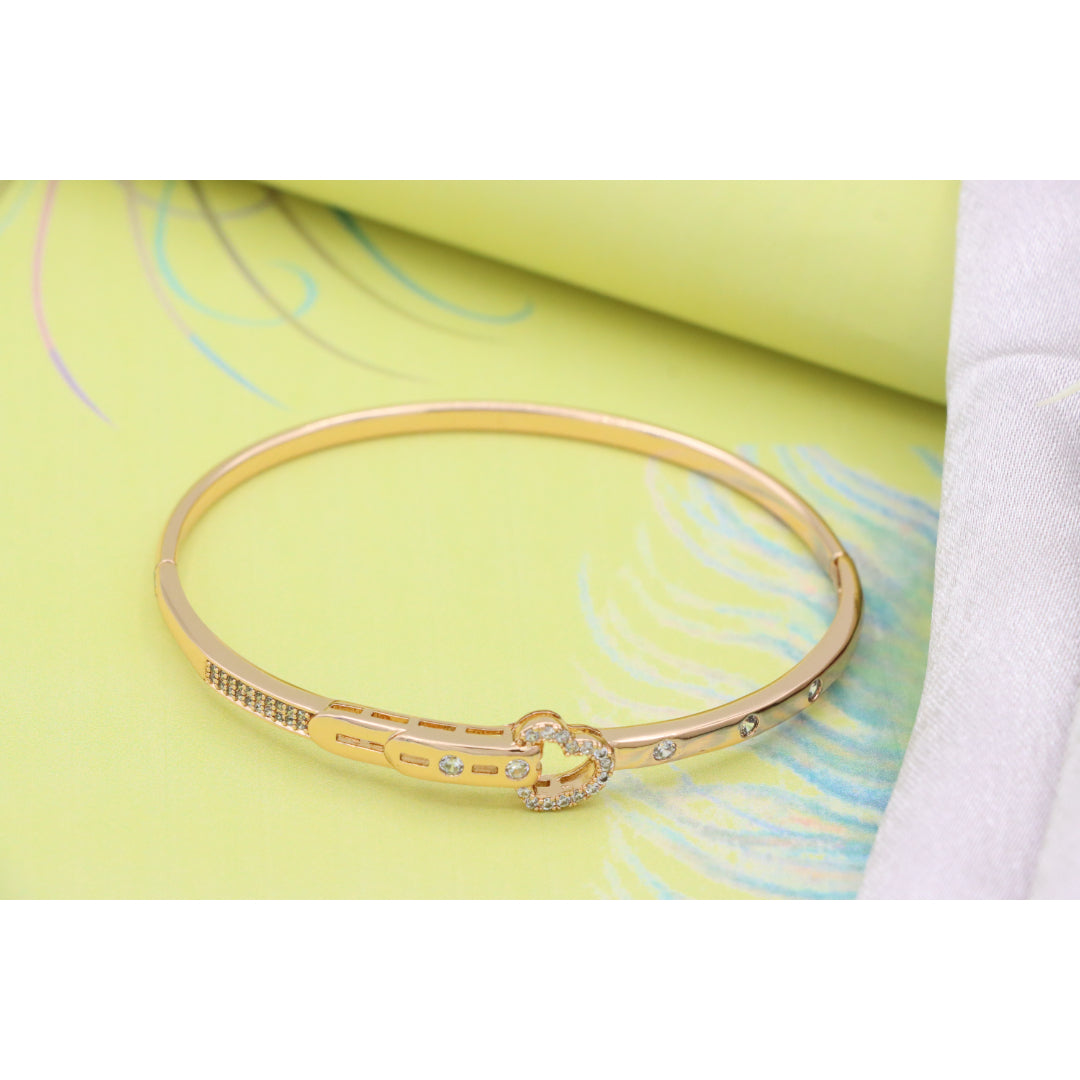 Rose Gold Bangle with Crystal Heart Centerpiece, Elegant Bracelet, XPBL0601 (2060-10)