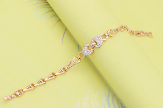 Sparkling Heart Link Rose Gold Bracelet for Women - Elegant Design, XPBL0972 (2098-1)