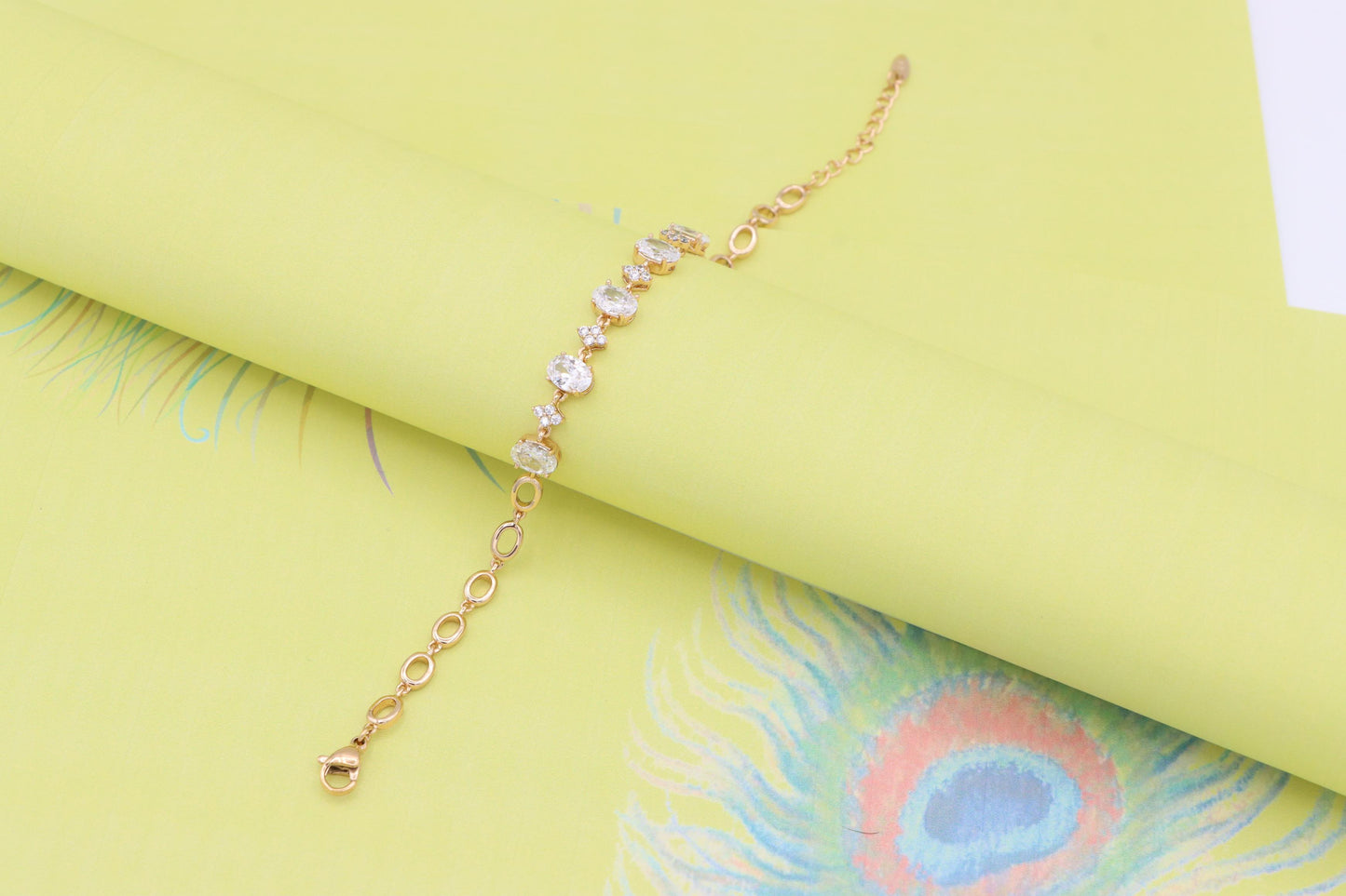 Rose Gold Oval Cut CZ Bracelet with Sparkling Stone Clusters, XPBL0973 (2098-2)