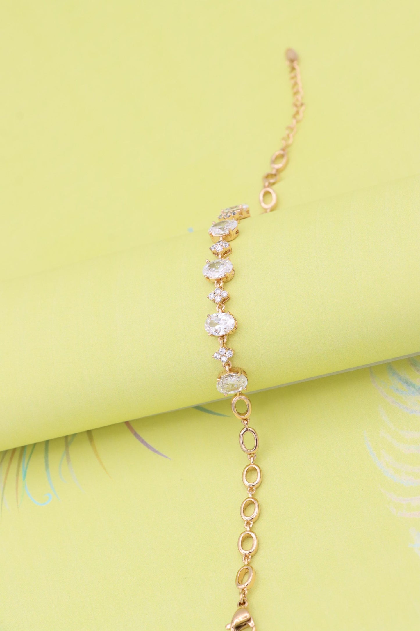 Rose Gold Oval Cut CZ Bracelet with Sparkling Stone Clusters, XPBL0973 (2098-2)