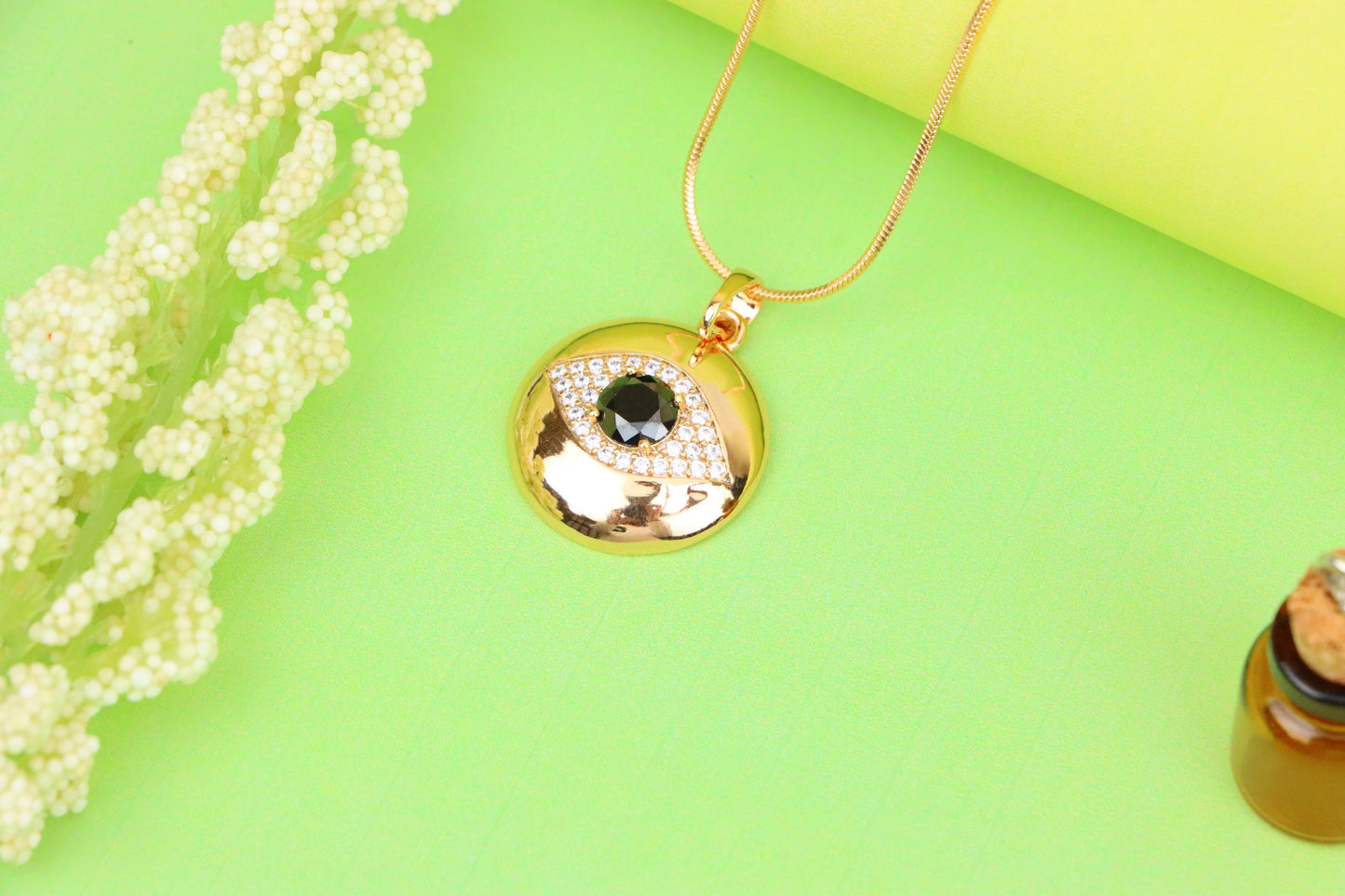 Round Evil Eye Rose Gold Pendant with Black Center, XPPT1299 (2130-5)