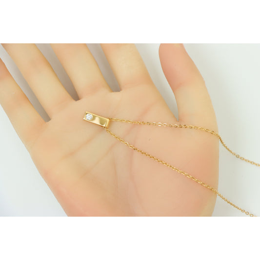 Minimalist Rose Gold Necklace with Crystal Bar Pendant, XPNL0158 (2016-8)