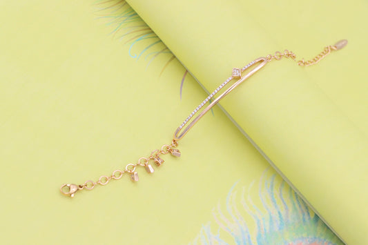 Elegant Rose Gold Chain Bracelet with Cubic Zirconia Detailing, XPBL0974 (2098-3)