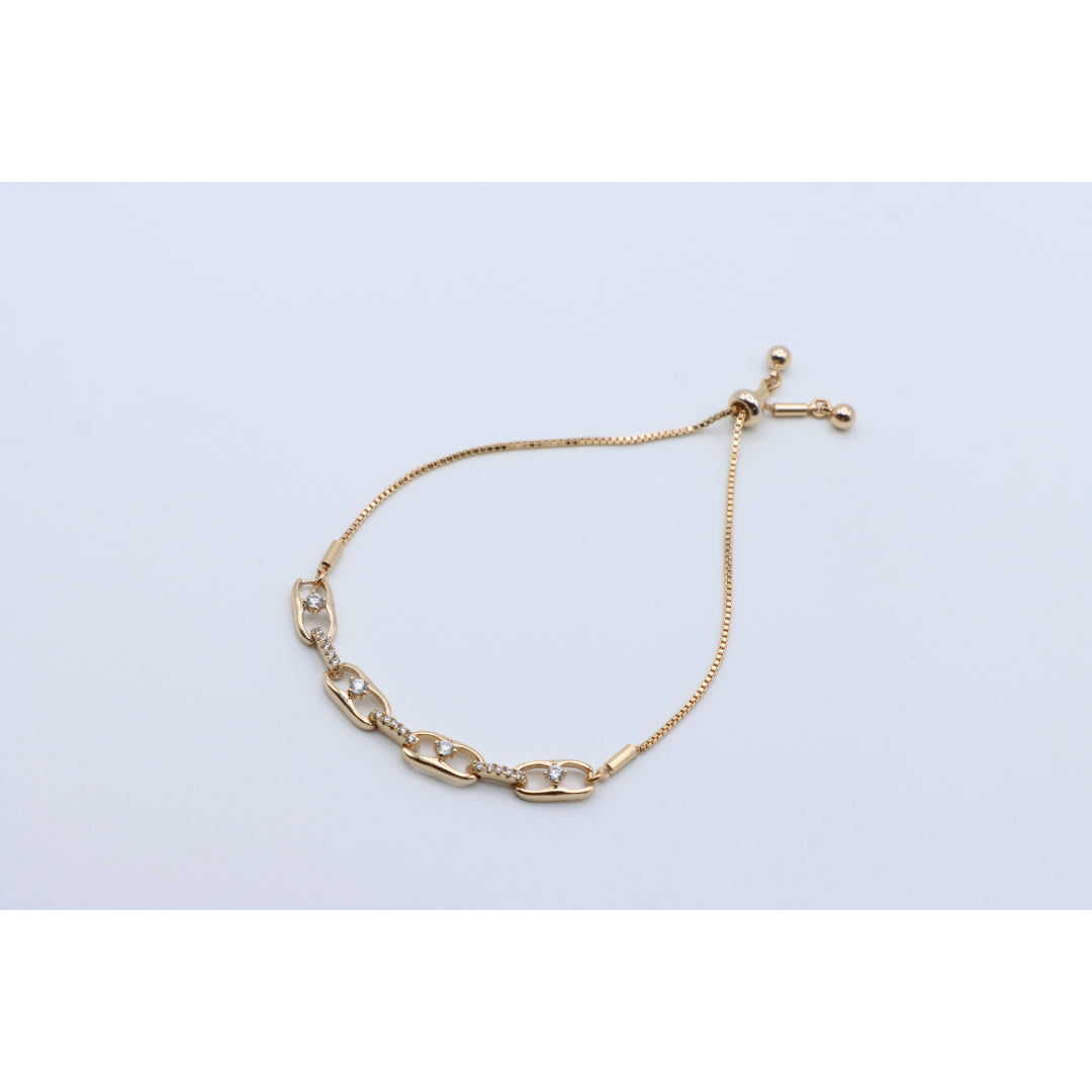 Rose Gold Adjustable Chain Bracelet with Sparkling Stone Accents, XPAB0604 (2061-3)