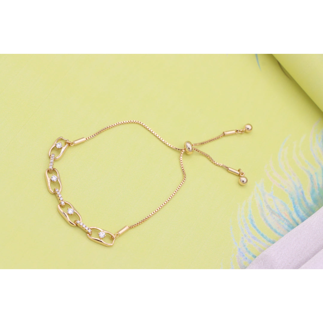 Rose Gold Adjustable Chain Bracelet with Sparkling Stone Accents, XPAB0604 (2061-3)