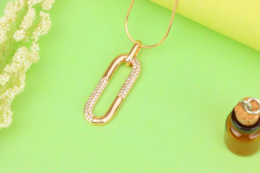Oval Link Style Rose Gold Pendant with Crystal Accents, XPPT1300 (2130-6)