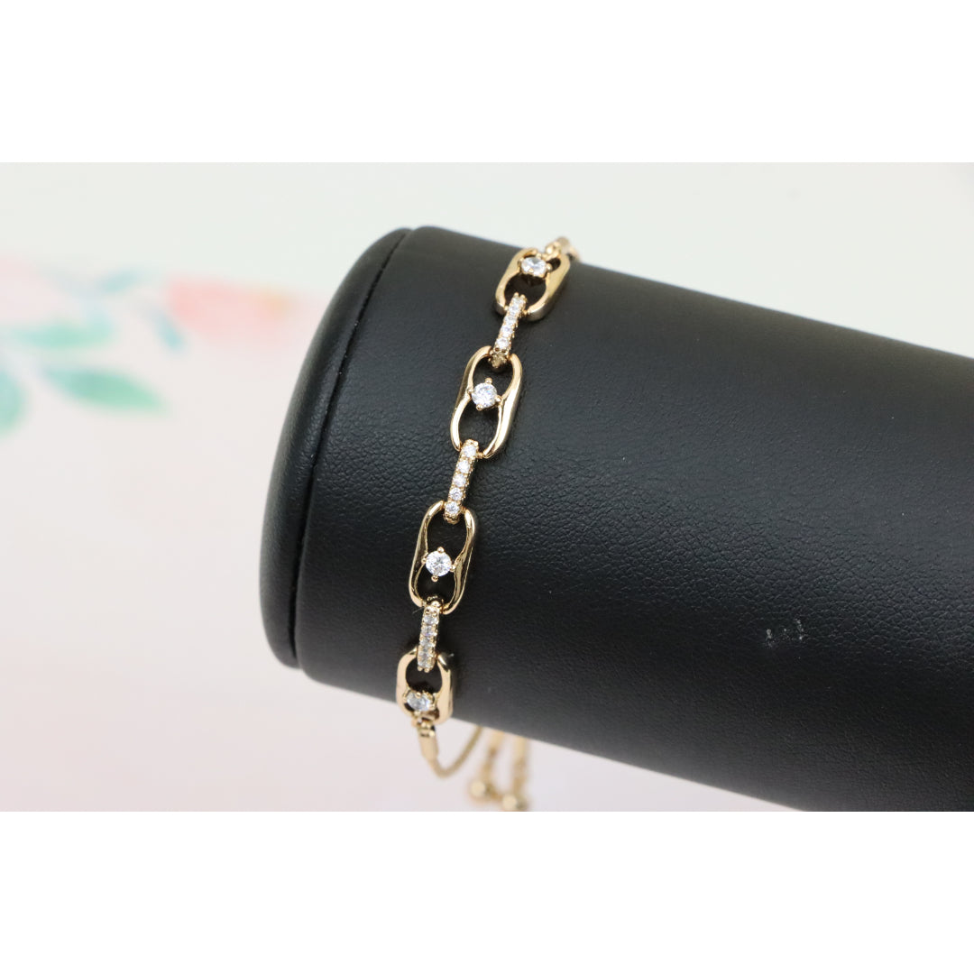 Rose Gold Adjustable Chain Bracelet with Sparkling Stone Accents, XPAB0604 (2061-3)