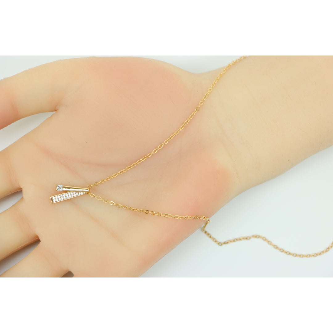 Elegant Rose Gold Plated Necklace w/ CZ Pendant, XPNL0159 (2016-9)