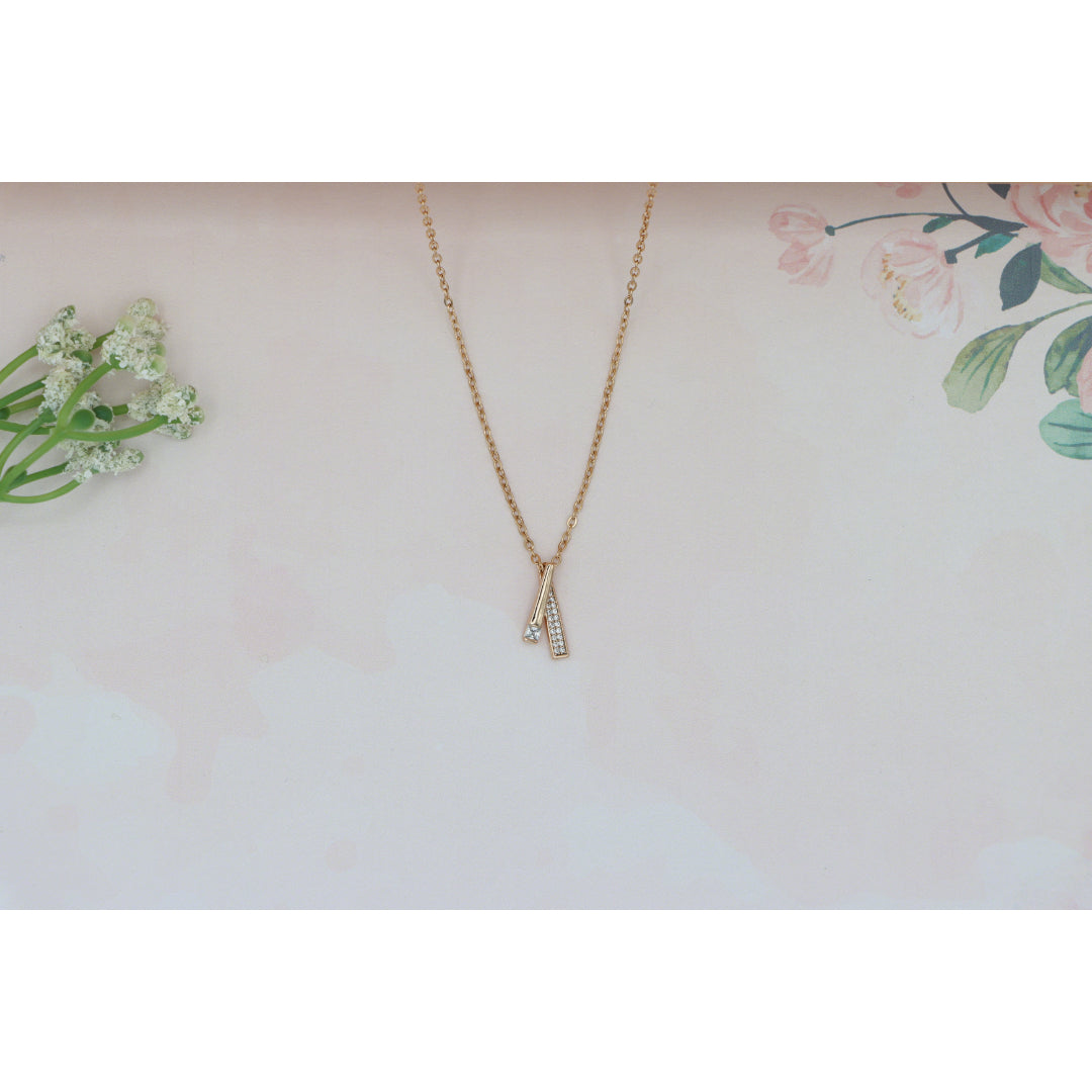 Elegant Rose Gold Plated Necklace w/ CZ Pendant, XPNL0159 (2016-9)