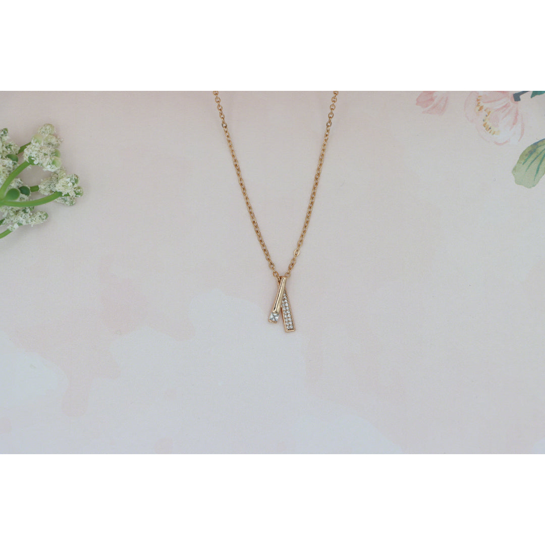 Elegant Rose Gold Plated Necklace w/ CZ Pendant, XPNL0159 (2016-9)