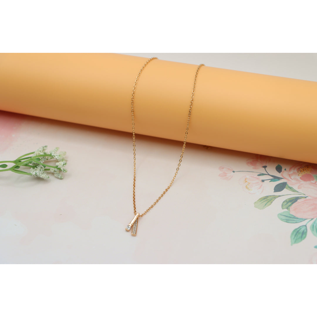 Elegant Rose Gold Plated Necklace w/ CZ Pendant, XPNL0159 (2016-9)