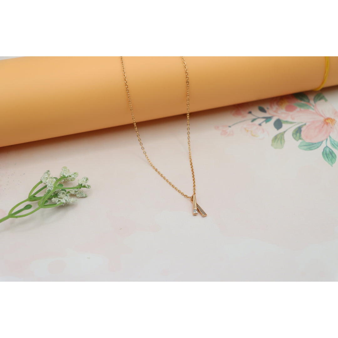 Elegant Rose Gold Plated Necklace w/ CZ Pendant, XPNL0159 (2016-9)