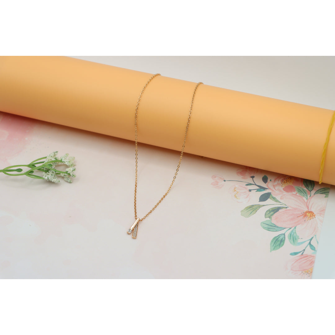 Elegant Rose Gold Plated Necklace w/ CZ Pendant, XPNL0159 (2016-9)