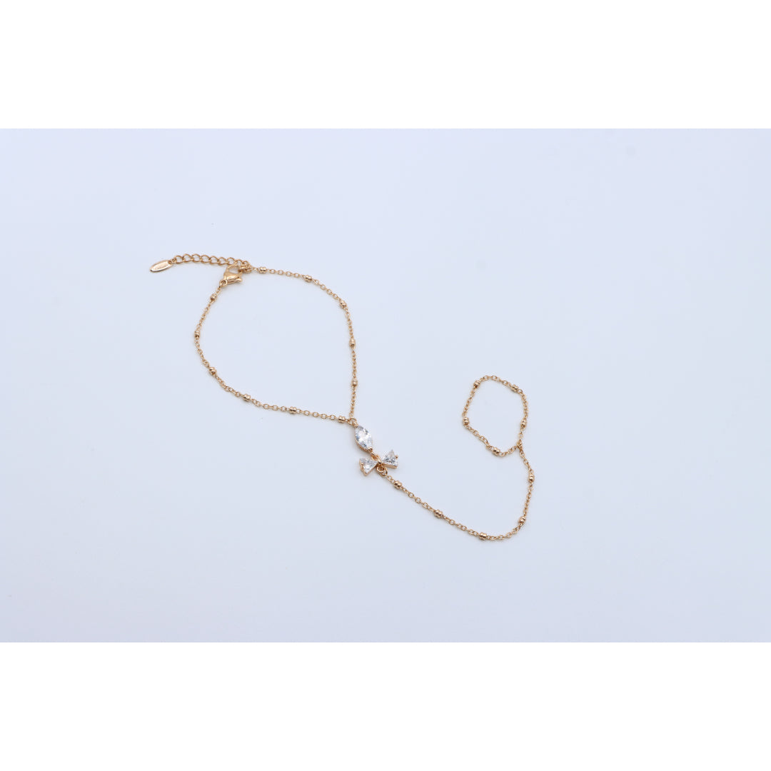Elegant Rose Gold Bracelet with Bow Charm and Adjustable Chain, XPBL0605 (2061-4)
