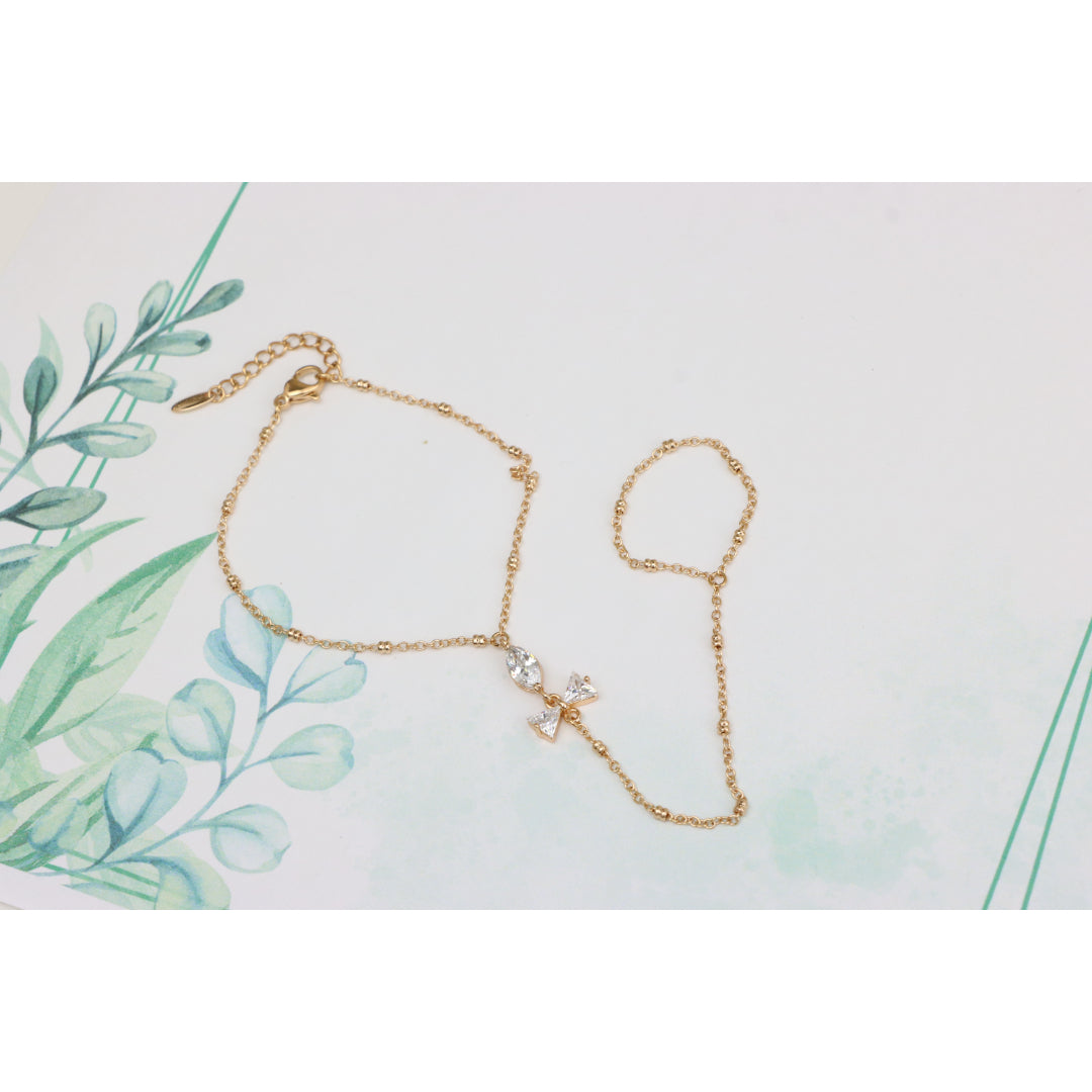 Elegant Rose Gold Bracelet with Bow Charm and Adjustable Chain, XPBL0605 (2061-4)