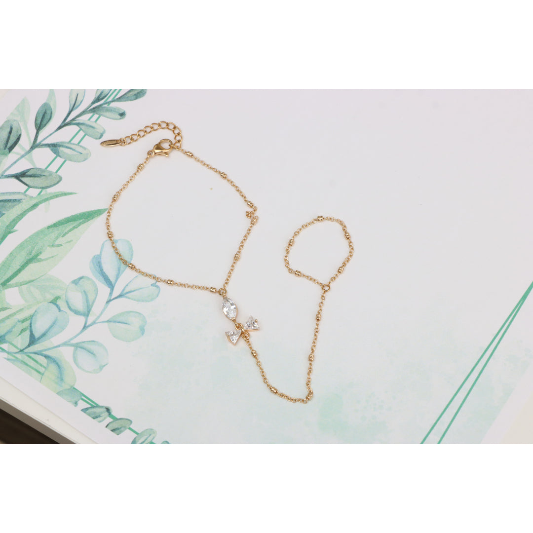 Elegant Rose Gold Bracelet with Bow Charm and Adjustable Chain, XPBL0605 (2061-4)