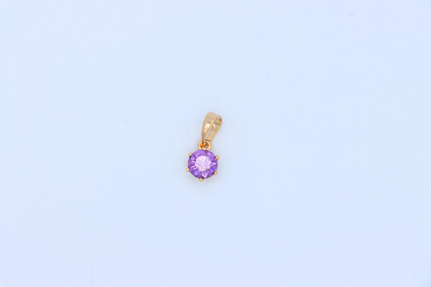 Dainty Round Purple Stone Rose Gold Pendant, XPPT1301 (2130-7)