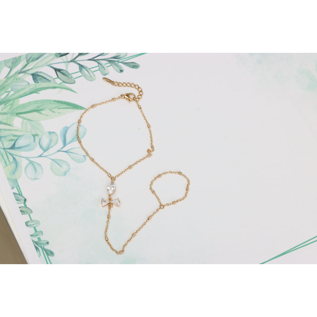 Elegant Rose Gold Bracelet with Bow Charm and Adjustable Chain, XPBL0605 (2061-4)